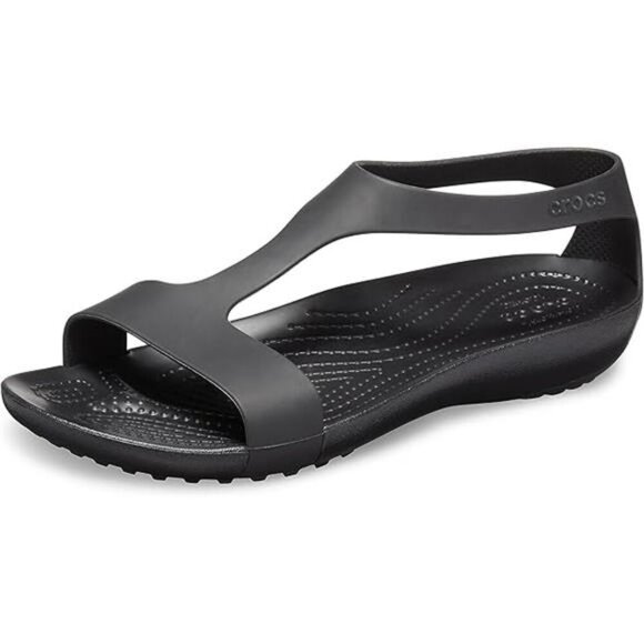 Womens Black Lightweight Sandals Comfortable Strappy Summer Slip On Shoes - Picture 7 of 7